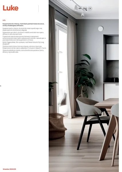 Redo 01-3197 - Luster na lanku LUKE 3xE27/42W/230V pr. 46 cm čierna