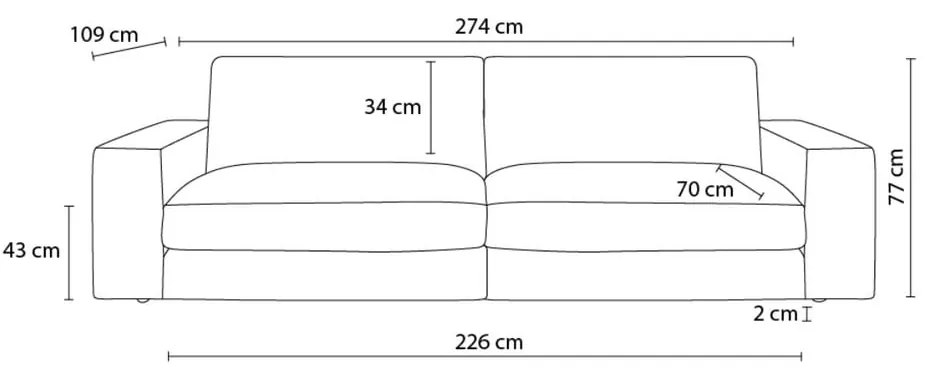 Tmavomodrá menčestrová pohovka 274 cm Leonard – Bobochic Paris