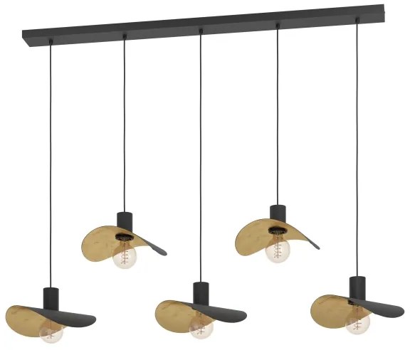 Eglo 390396 - Luster na lanku SACEDA 5xE27/40W/230V čierna/zlatá