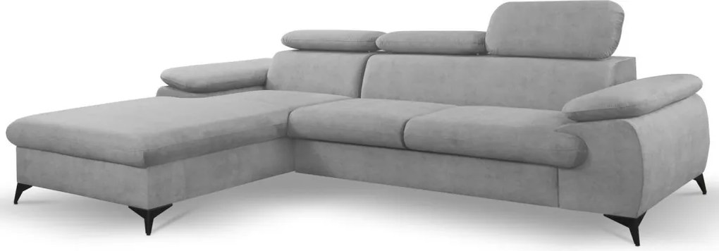 Rohová sedacia súprava Scala, svetlo šedá látka, ľavý roh