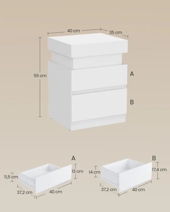 Set dvoch nočných stolíkov KAILYN LET840WB01 (2 ks)