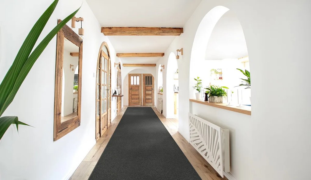 Timzo, Behúň na mieru Nature antracit, šíre 133 cm, šedá, chodba / predsieň