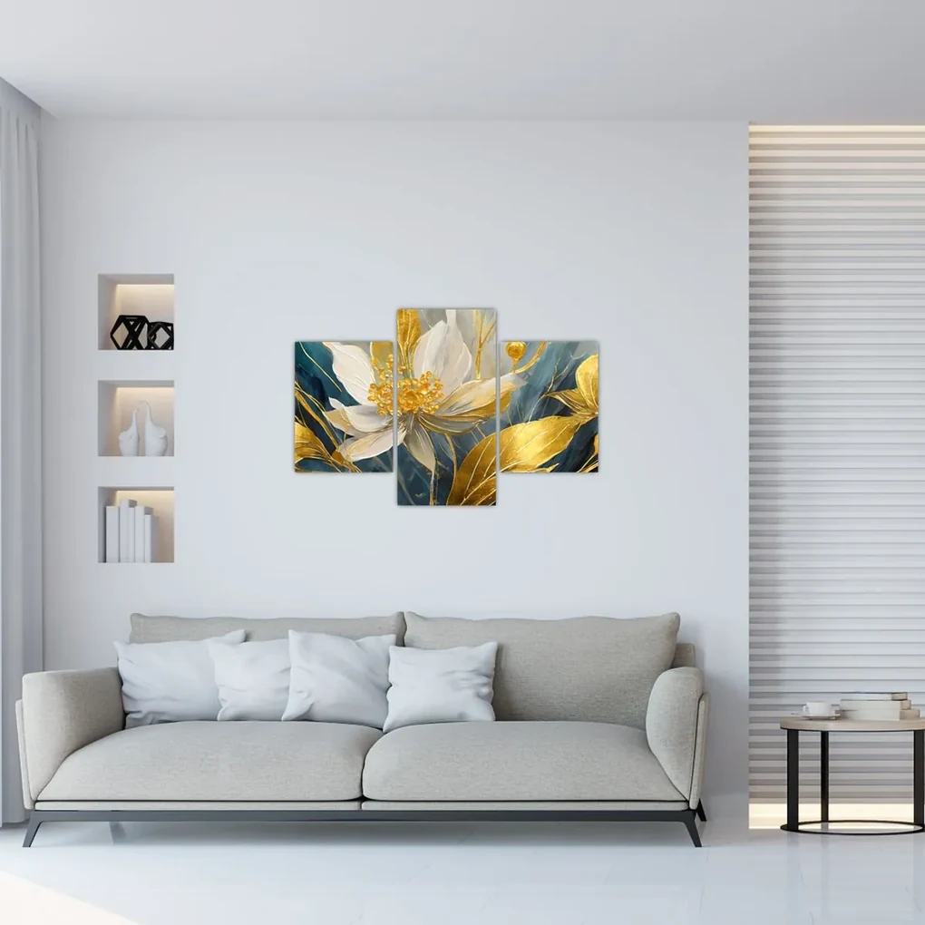 Obraz - Maľba zlatých kvetov (90x60 cm)