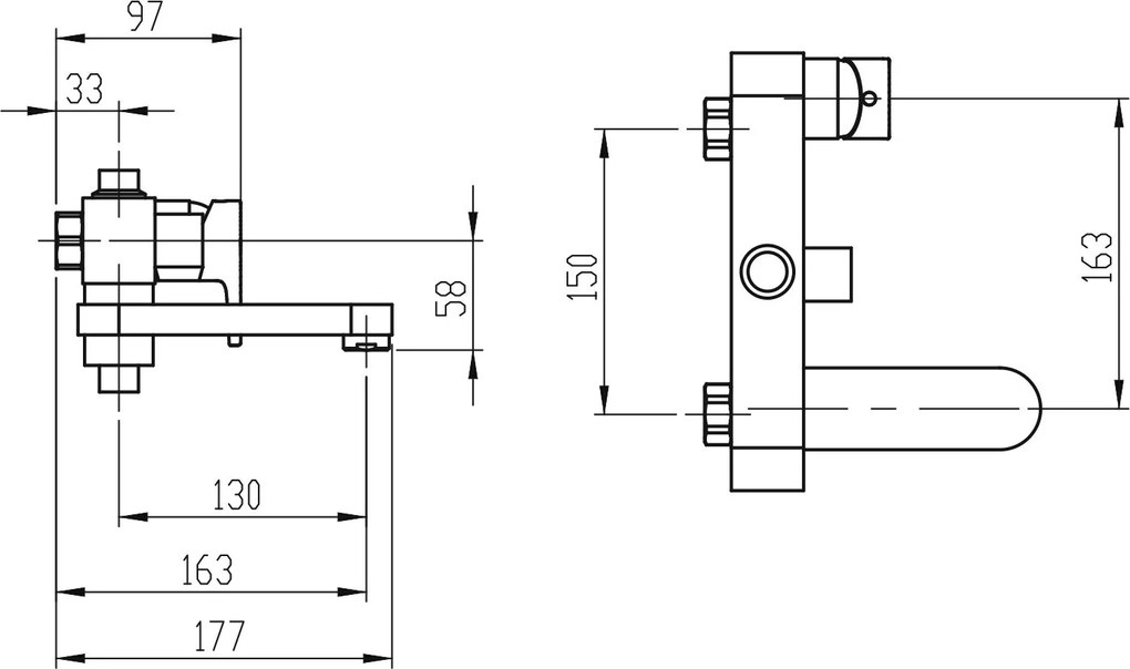 Novaservis Nobless Vision X, vaňová a sprchová batéria bez sprchovej súpravy 150 mm, chrómová, 42023/1,0