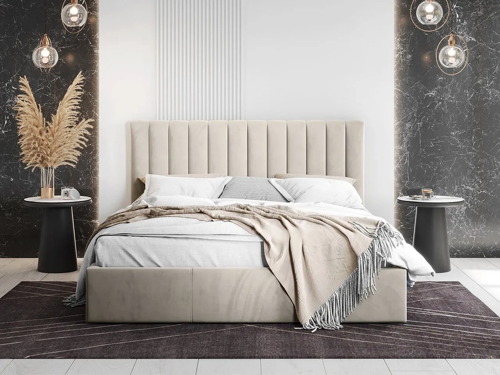 Čalúnená manželská posteľ Nowerins, Dostupné poťahy: Fresh 11, Rozmer postele: 200x200