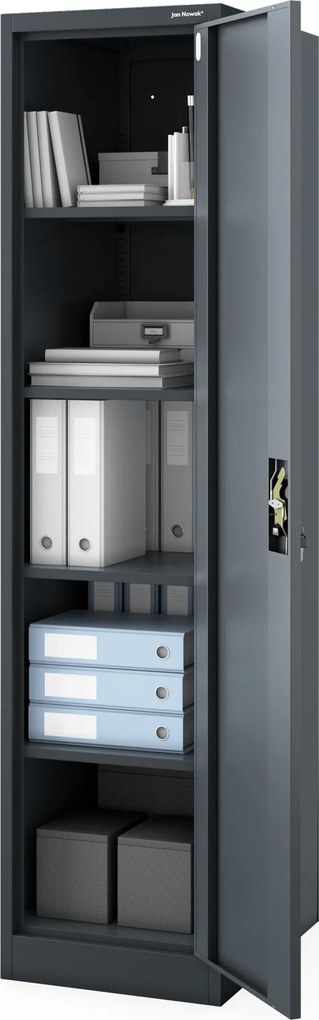 Kovová kancelárska skriňa na dokumenty, hlboká, antracitová, 450x1850x600 mm: ALEX D600