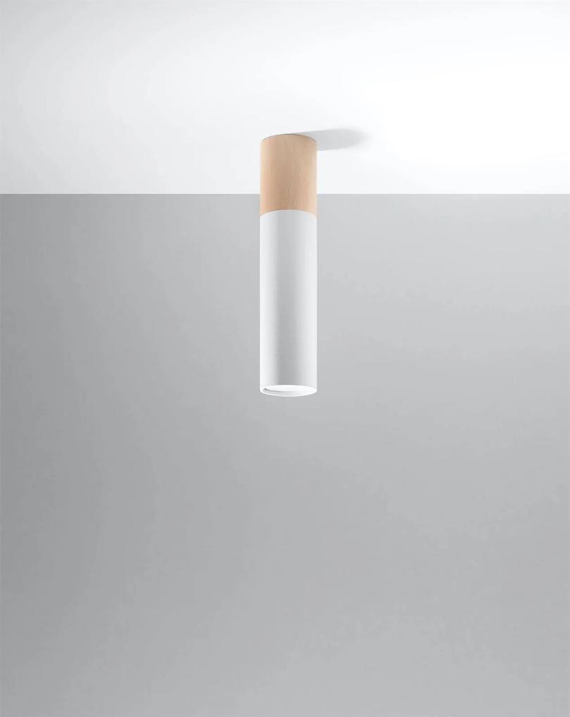 Stropné svietidlo Pablo, 1x drevené/biele kovové tienidlo