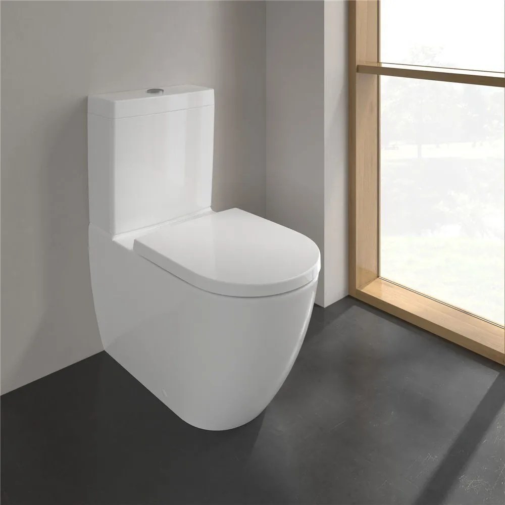 VILLEROY &amp; BOCH Subway 3.0 WC misa kombi s TwistFlush, s hlbokým splachovaním bez vnútorného okraja, zadný odpad, 370 x 710 mm, biela alpská, s povrchom CeramicPlus, 4672T0R1