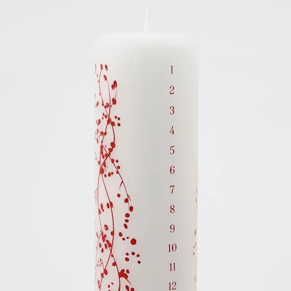 House Doctor Adventná sviečka/kalendár V.25 cm červená
