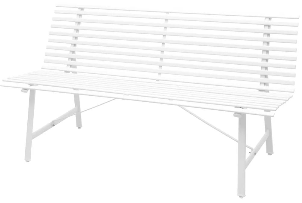 Záhradná lavička 150 cm, oceľ, biela 42728