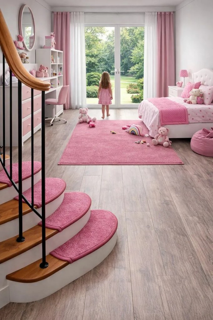 Vopi Nášľapy na schody Eton ružový obdĺžnik - 24x65 obdĺžnik (rozmer vrátane ohybu)