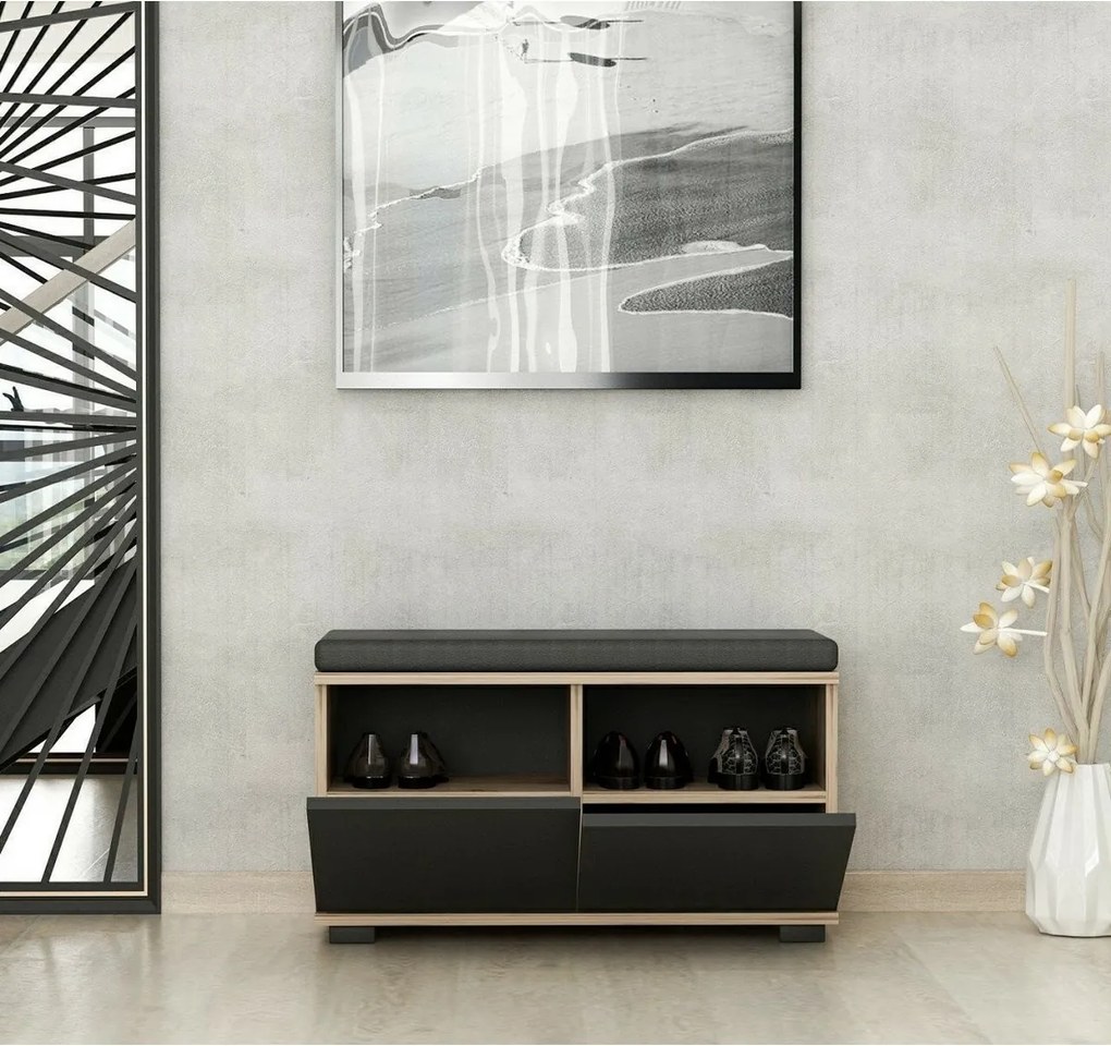 Skrinka na topánky Drago Walnut and Blackčierna