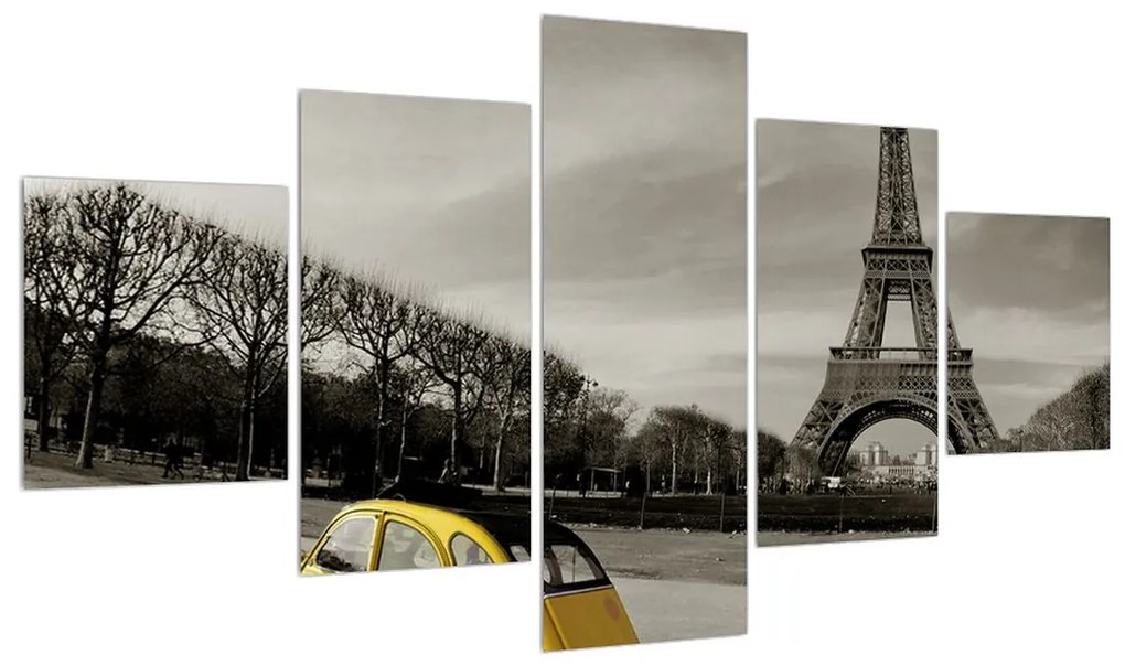 Obraz Eiffelovej veže a žltého auta (K012206K12570)