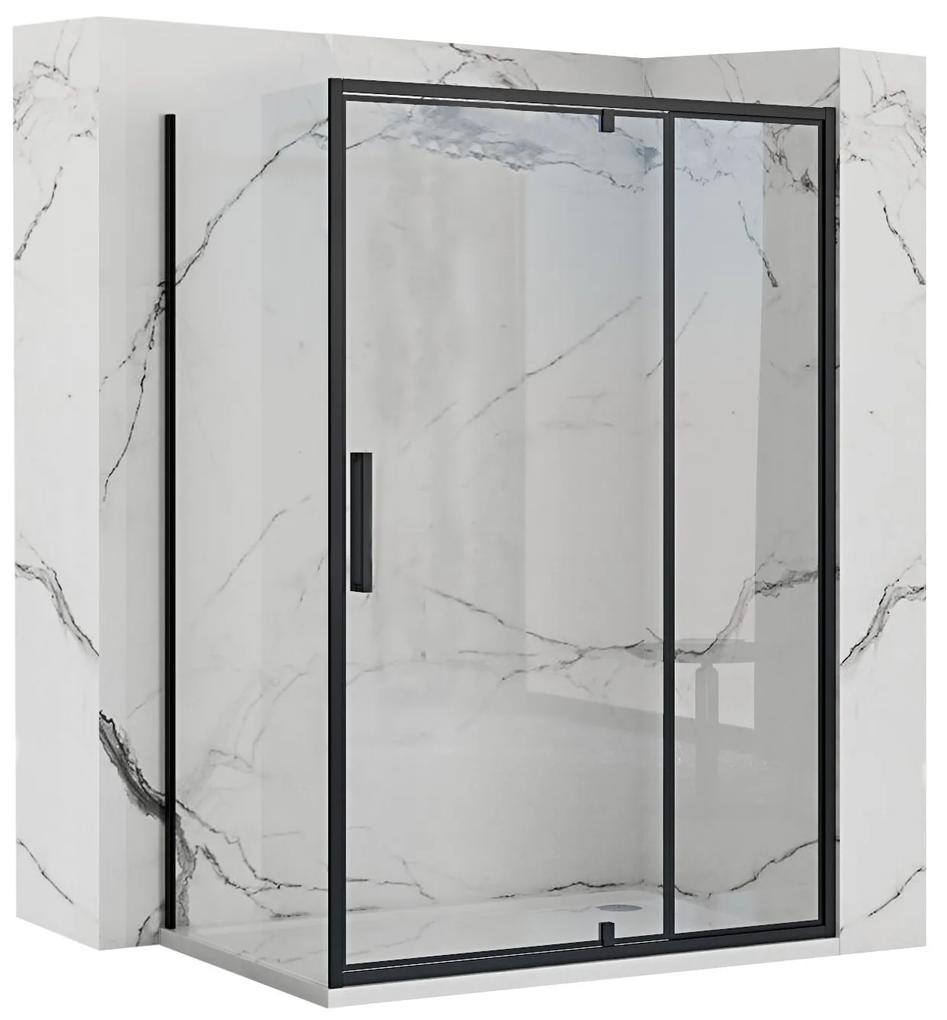 Rea Rapid Swing, rohový sprchovací kút 100 (dvere) x 80 (stena) x 195 cm, 6mm číre sklo, čierny profil, KPL-009928