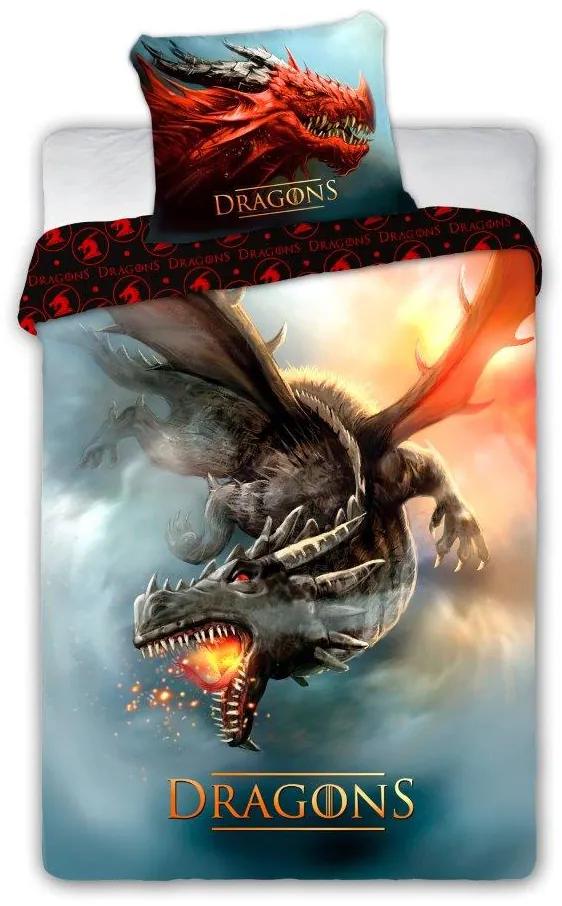 Bavlnená posteľná bielizeň Dragons 028 - 140x200 cm