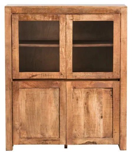 furniture-nabytek.cz - Masívna vitrína Country z mangového dreva, lakovaná, hnedá – 118×45×140 cm