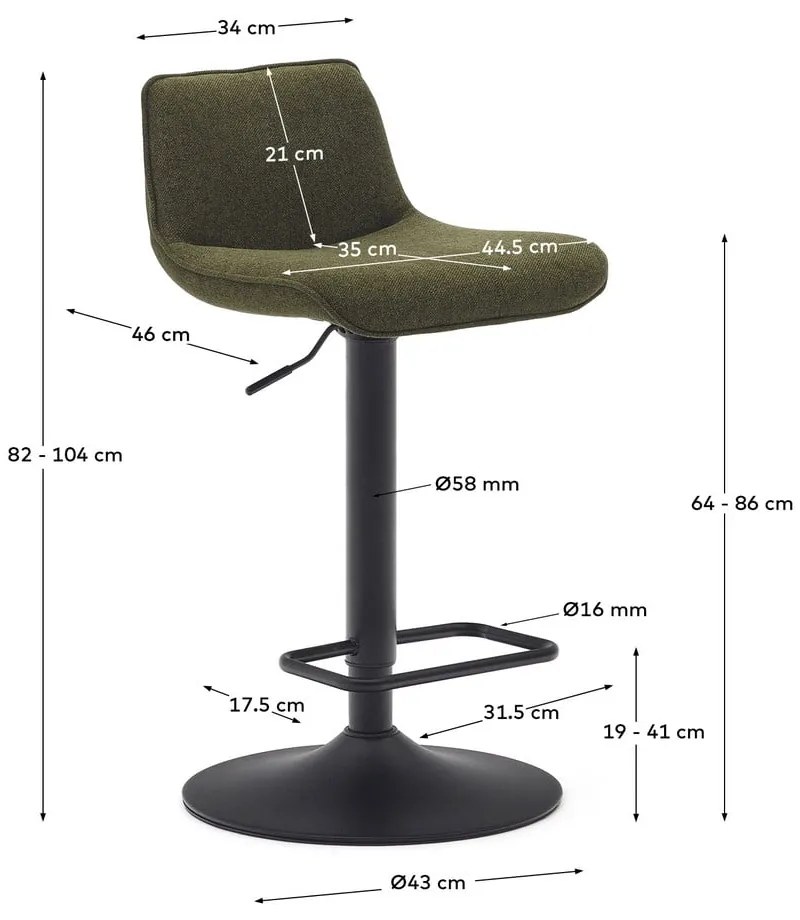 Tmavozelené barové stoličky v súprave 2 ks 103 cm Zenda – Kave Home
