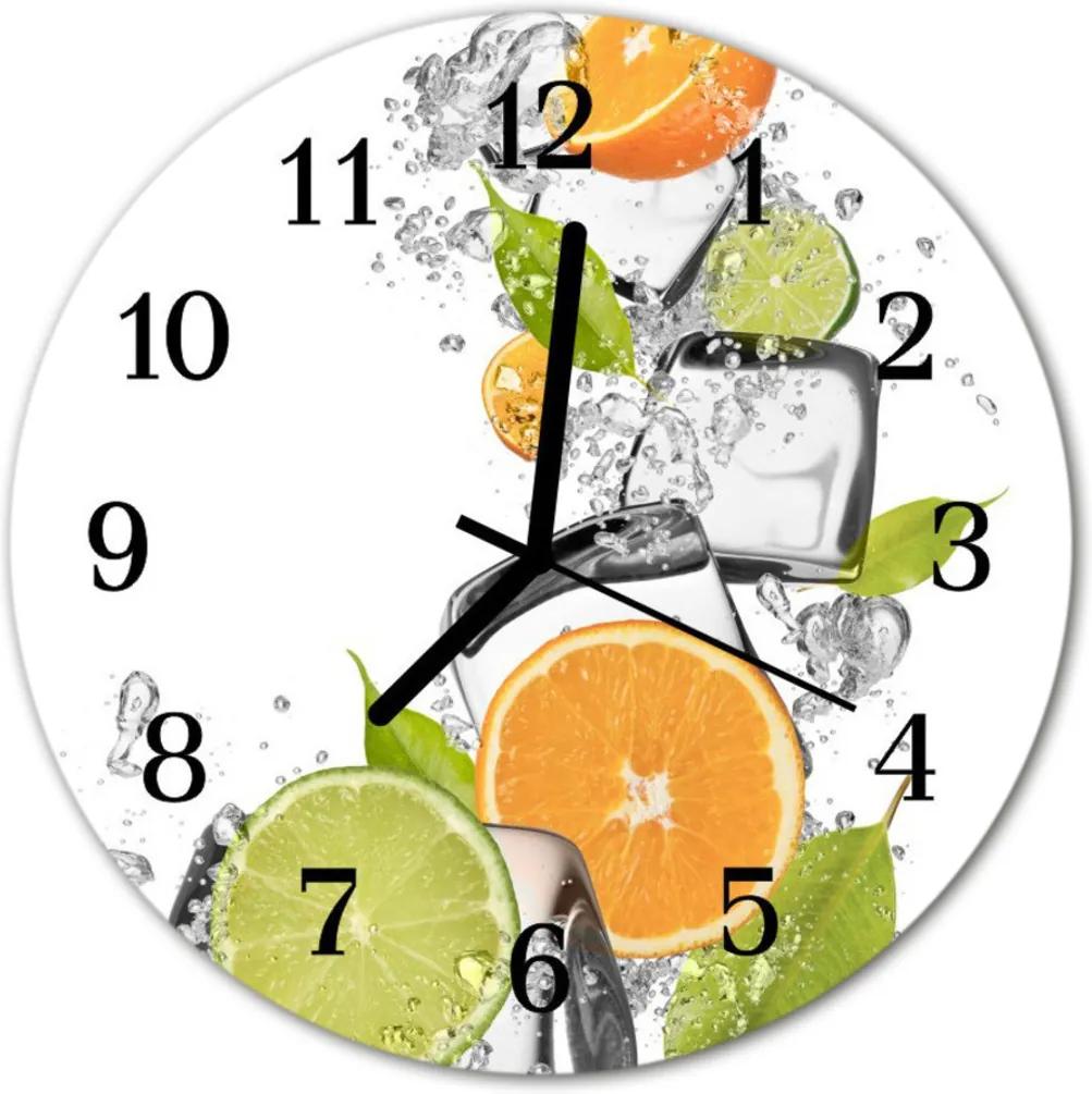 Nástenné sklenené hodiny  citrusové ovocie