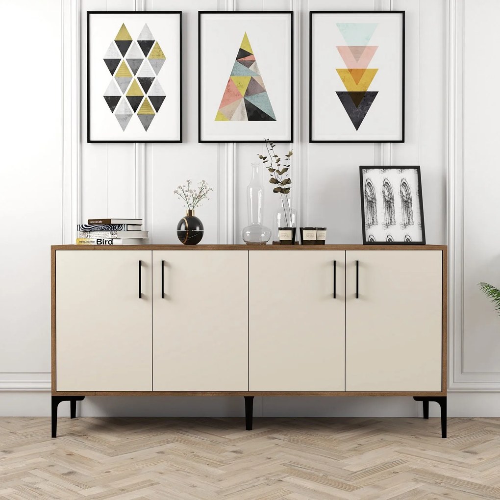 Konzolový stolík Kiev 160 - Walnut, Cream