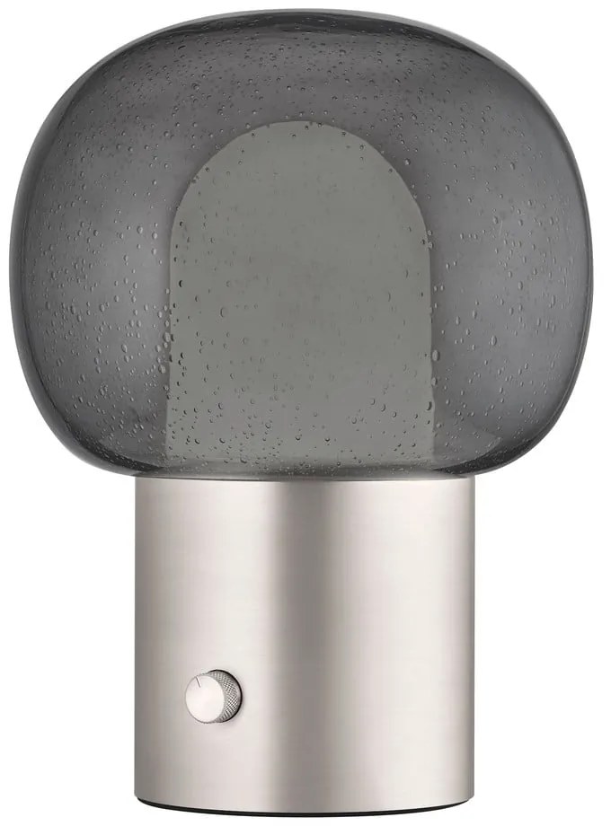 Hliníková LED stolová lampa v striebornej farbe so skleneným tienidlom (výška 32 cm) Iris – Blomus