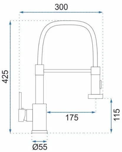 REA-B4820 - Drezová batéria s výsuvnou sprchou COLIN 42,5 cm čierna
