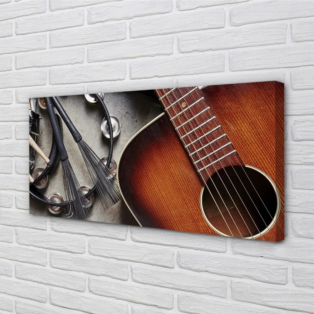 Obraz canvas Gitara Mikrofón tyčinky 140x70 cm