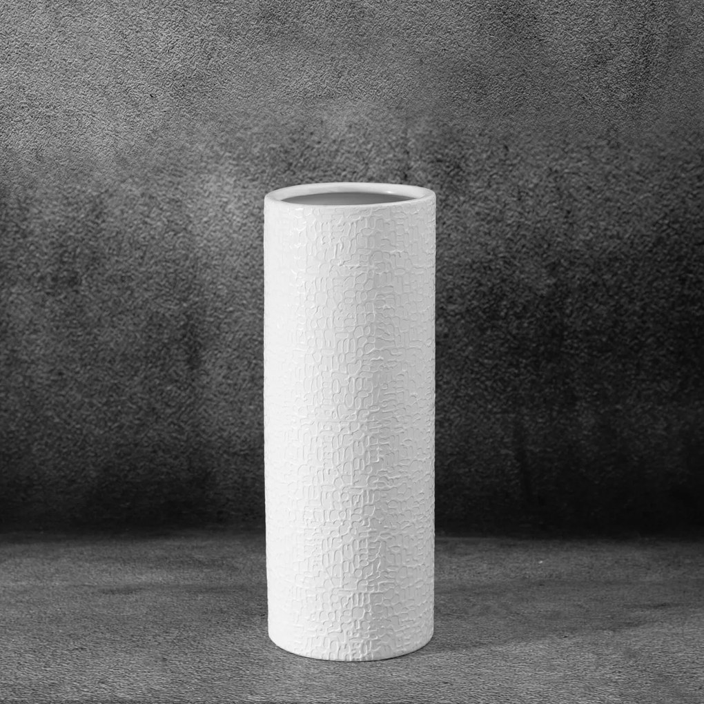 KERAMICKÁ VÁZA RISO (FI) 11X30 CM BIELA