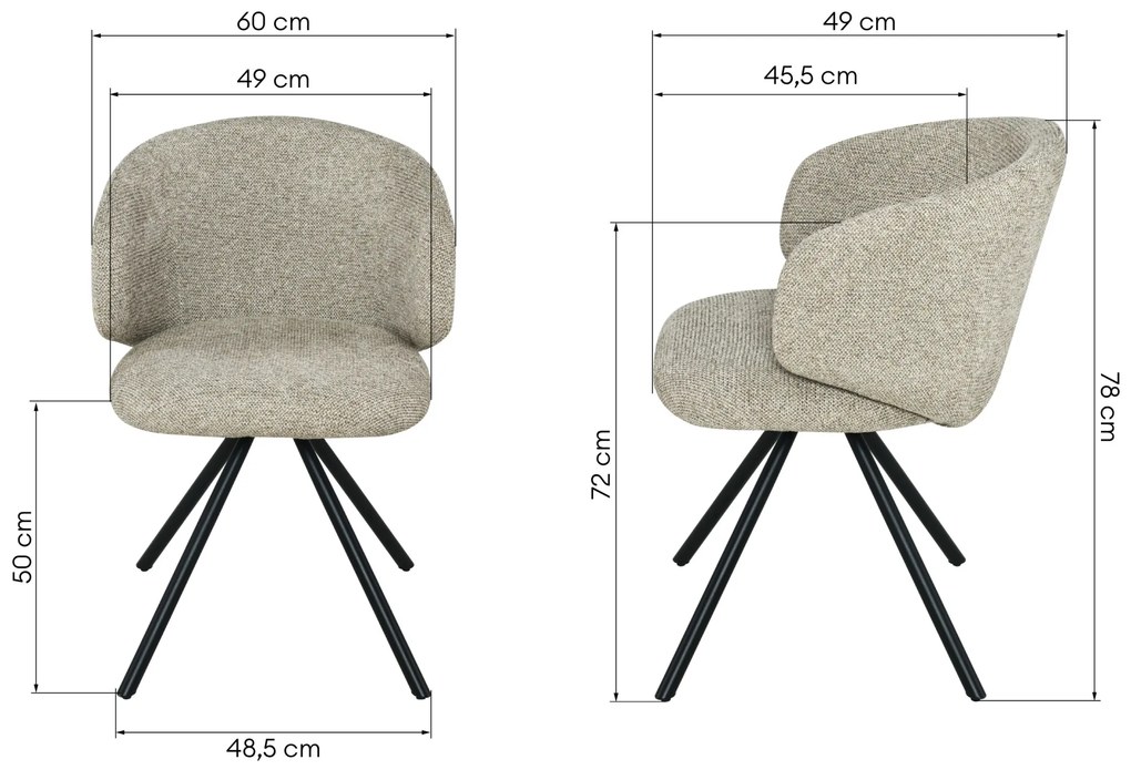 Jídelní otočná židle Pearl hnědá