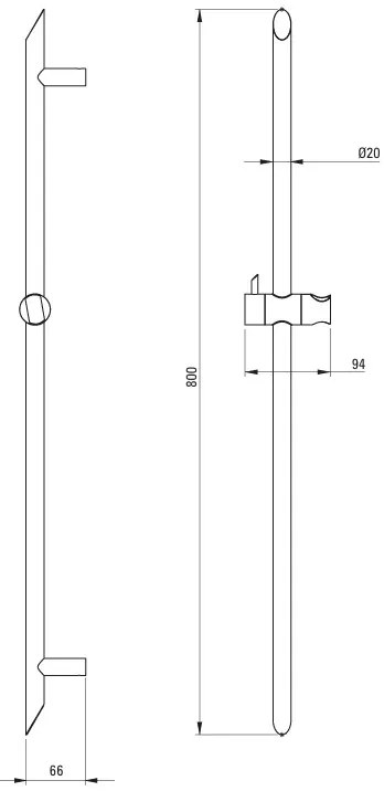 Deante Silia, nástenný sprchový stĺp 800mm, čierna matná, DEA-NQS_N51D