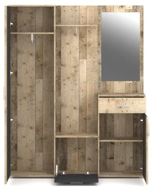 Stena za predsobo NOLAN z ogledalom, rjava/grafit