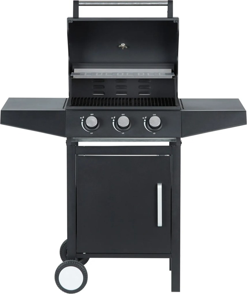 Záhradný plynový gril s 3 horákmi 8,1 kW - čierna