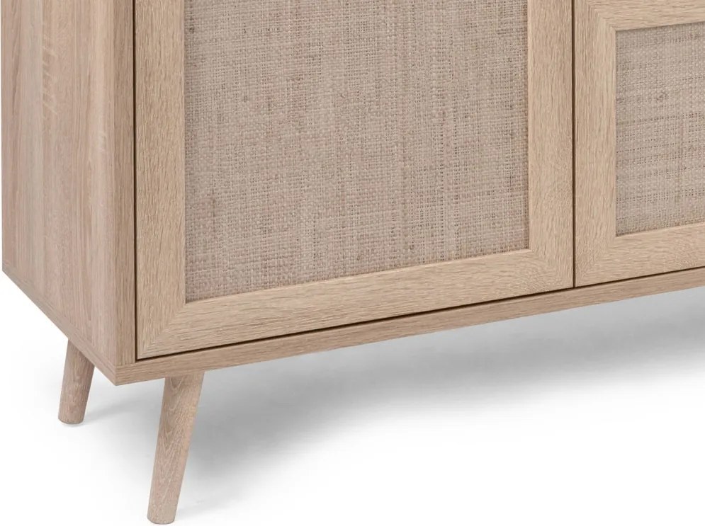 Široká komoda so zásuvkami Bali, dub sonoma/výplet