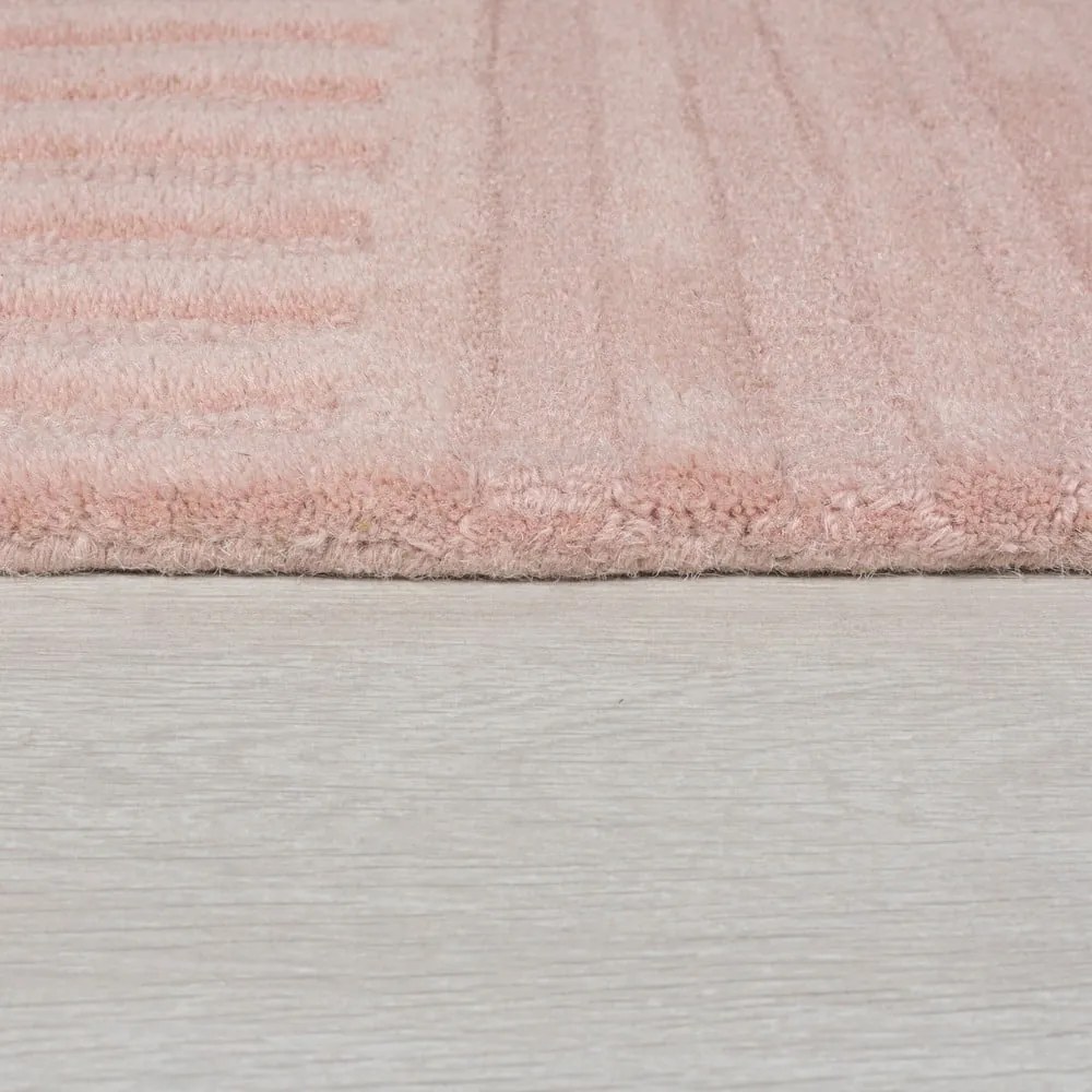 Ružový vlnený koberec Flair Rugs Zen Garden, 160 x 230 cm