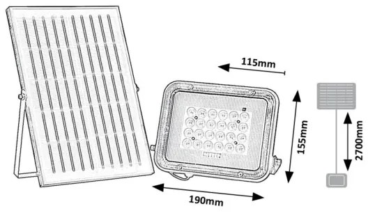 Rabalux 77141 - LED solárny reflektor MELK LED/6,5W/3,2V 1000mAh IP65