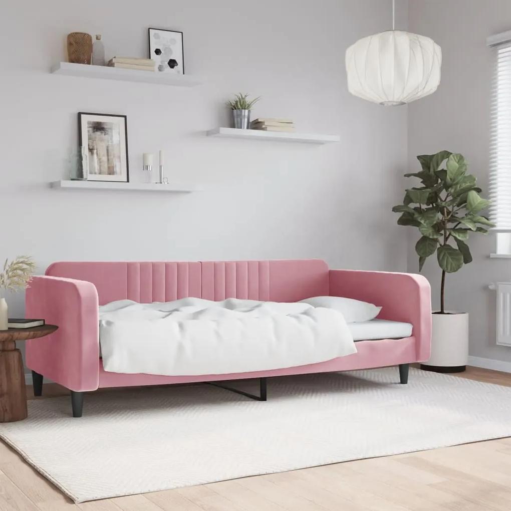 Denná posteľ ružová 90x200 cm zamat 354089