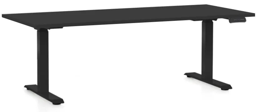 Výškovo nastaviteľný stôl OfficeTech D, 180 x 80 cm, čierna podnož, čierna