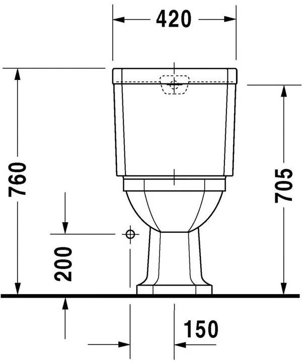 DURAVIT 1930 WC misa kombi s vodorovným odpadom, 355 mm x 390 mm x 665 mm, s povrchom WonderGliss, 02270900001