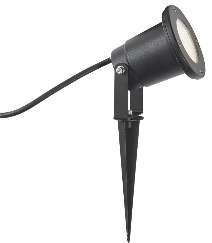 Bodové svietidlo so zemným hrotom čierne vrátane LED nastaviteľné IP65 s káblom a zástrčkou - Basic