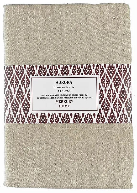 Záclona na páske  AURORA polyester béžová 140x260 Merkury Home