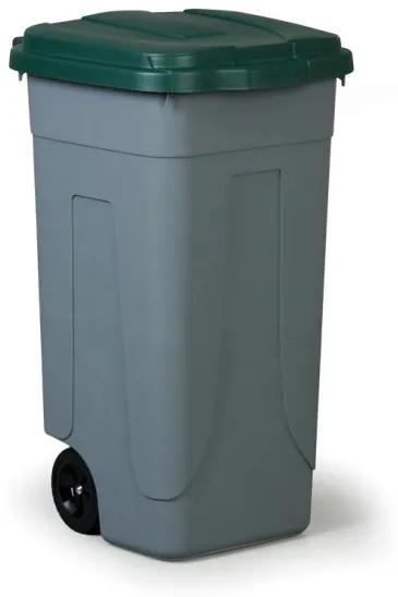 Mobilný odpadkový kôš na triedený odpad, popolnica 100 l, zelený vrchnák