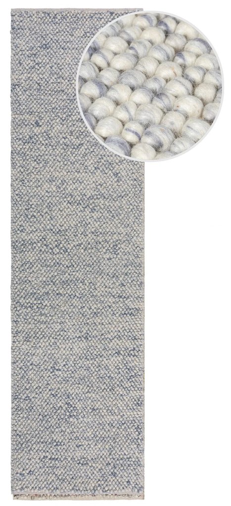 Ručne tkaný behúň Minerals Blue, 60x230, modrá, chodba / predsieň, Flair Rugs