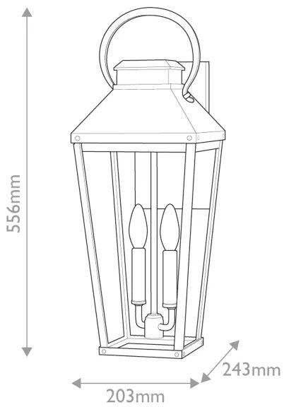 Hinkley HK-DAWSON-L - Vonkajšie nástenné svietidlo DAWSON L 2xE14/40W/230V IP44
