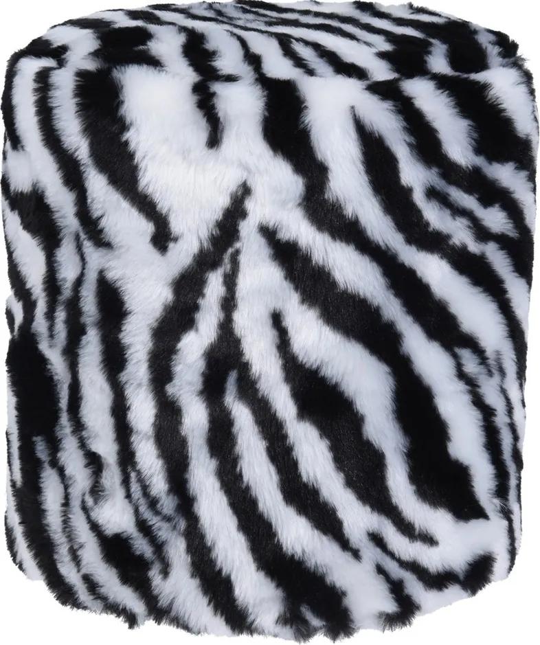 Taburet z umelej kožušiny Zebra, 31 x 34 cm