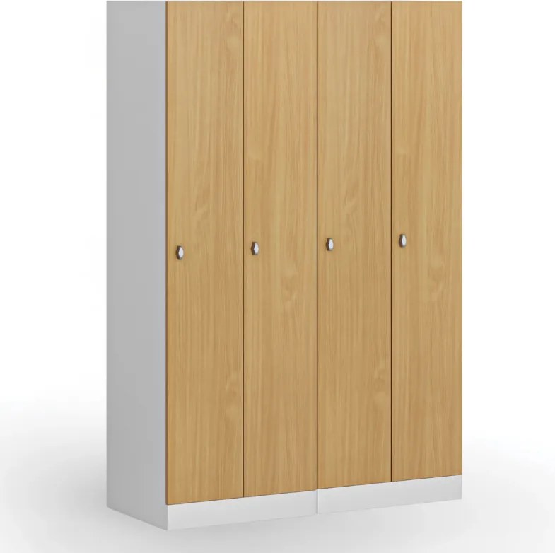 Kovová šatníková skrinka S1, 2-dverová, 1850 x 600 x 500 mm, otočný zámok, laminované dvere, dub prírodný