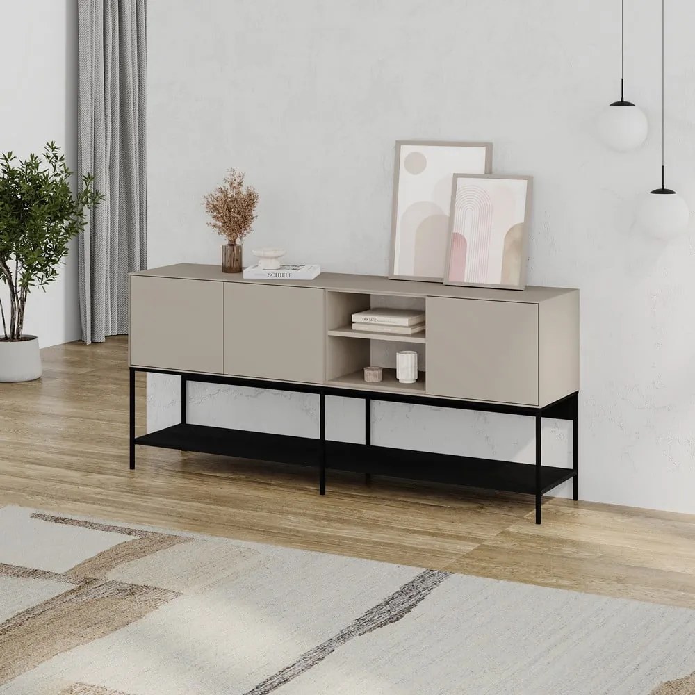 Čierno-krémová komoda 180x80x40 cm Amira – Marckeric