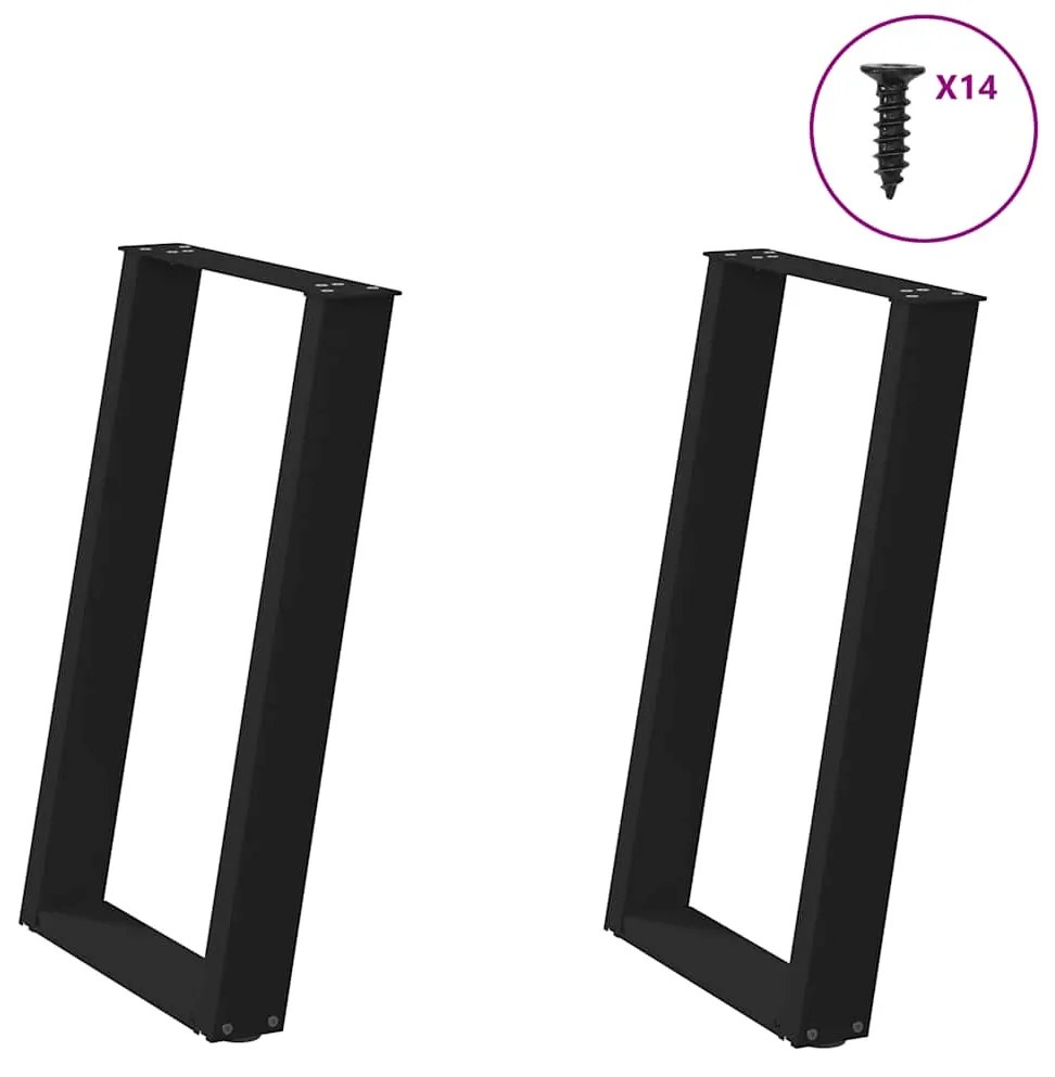 Nohy k jedálenskému stolu v tvare U, 2 ks, čierne, 60 x (72-73) cm, oceľové 4012788