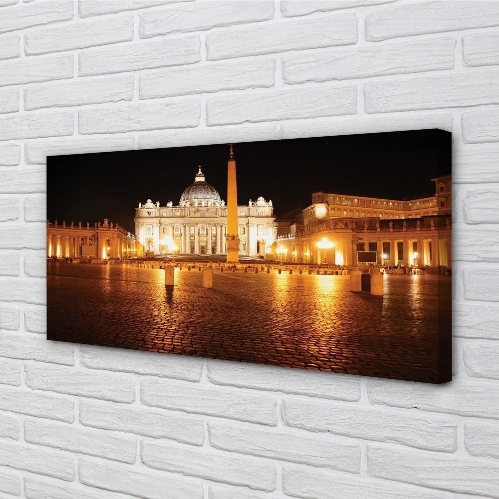 Obraz na plátne Rome Basilica Square v noci 125x50 cm