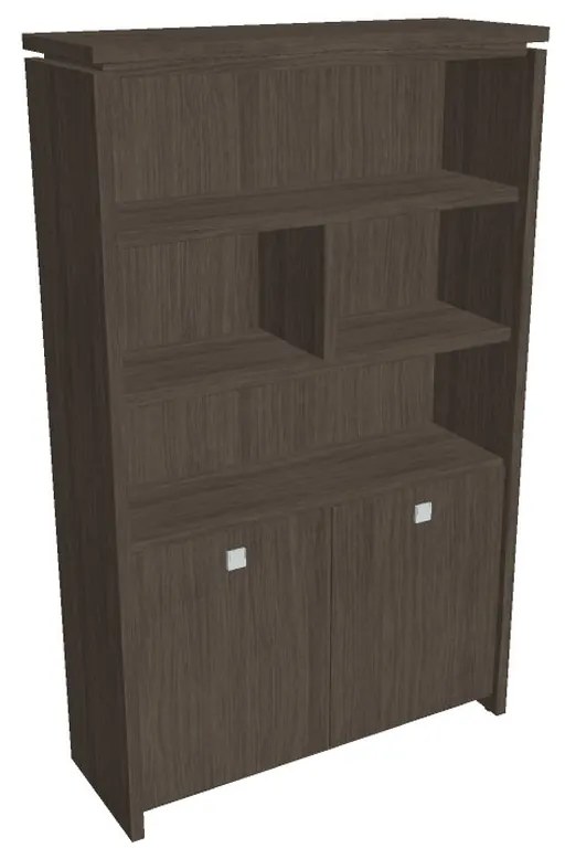Vysoká skriňa Verno 128 x 46 x 210 cm, s regálom, dub antracit