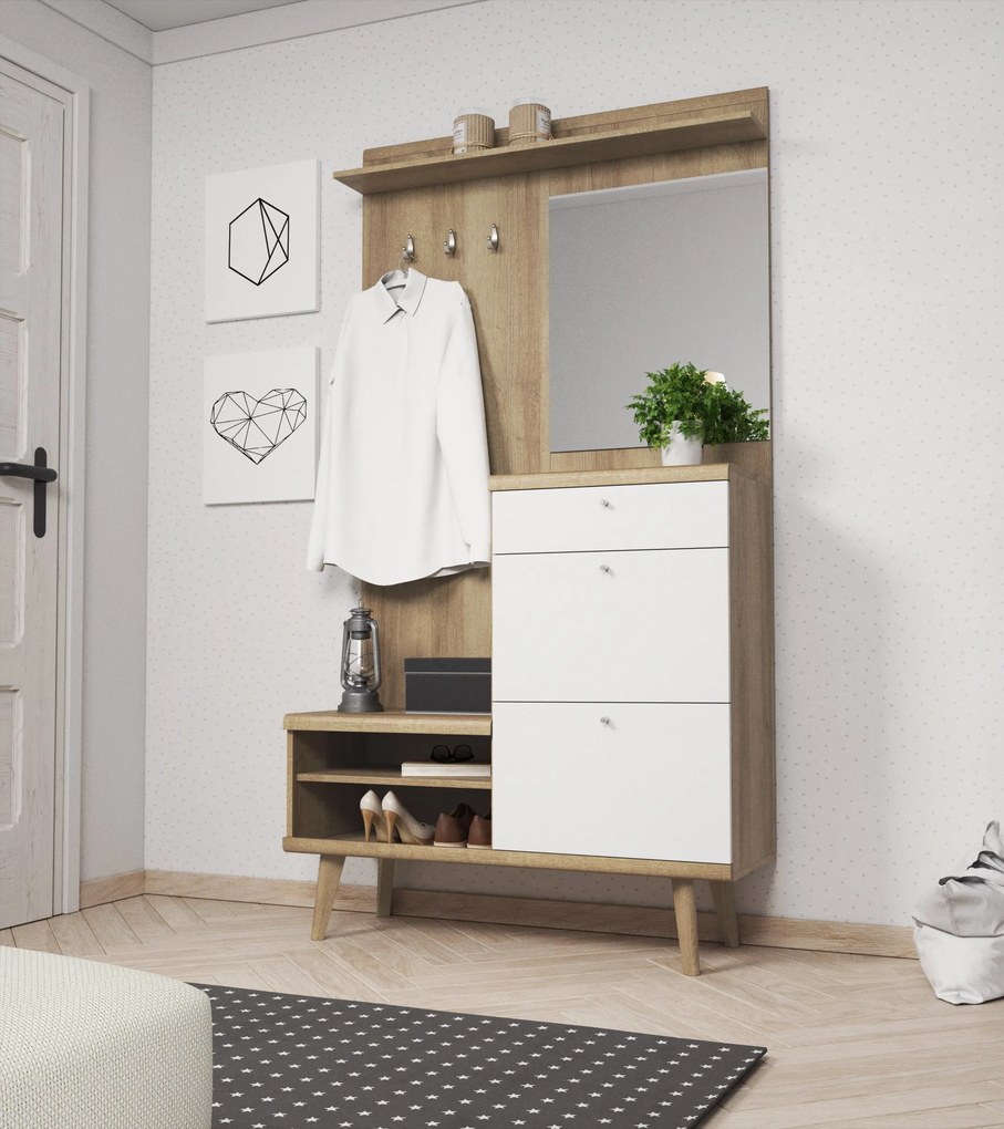 Predsieňová stena Primo 110 cm dub Riviéra/biela