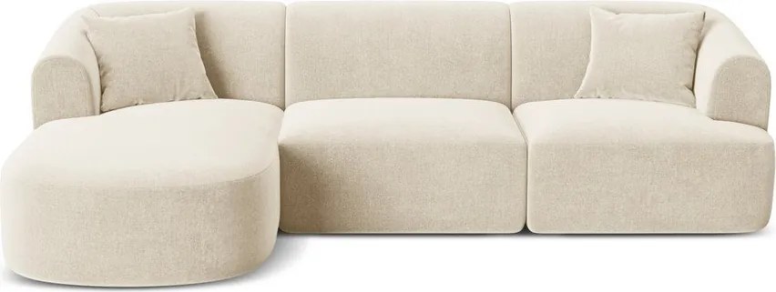 Béžová zamatová rohová pohovka (ľavý roh/s leňoškou) Campi – Cosmopolitan Design